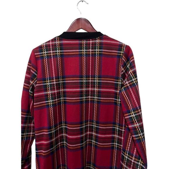 Sanctuary Red Plaid Full Zip City Topper Coatigan Jacket Size M School Academia - Picture 6 of 10